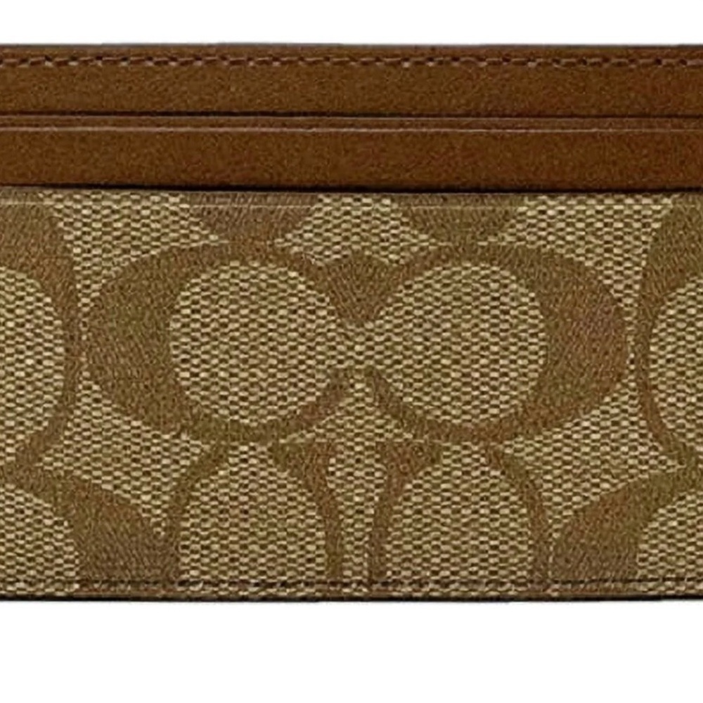 Coach Card Case in Signature Canvas khaki/saddle excellent condition - Picture 2 of 3